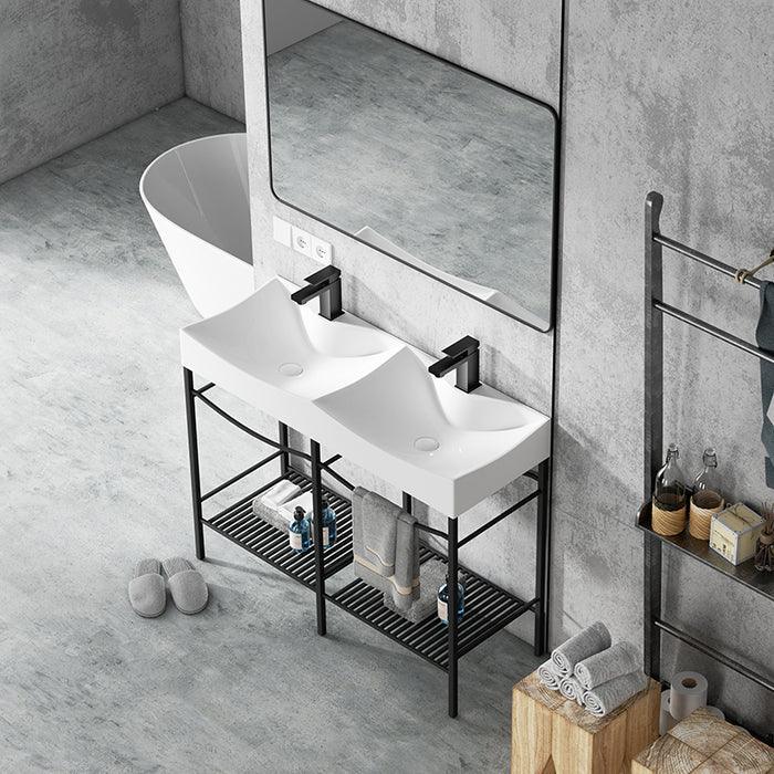 European Double Bathroom Vanity with Ceramic Vanity Top 43" - Hbdepot