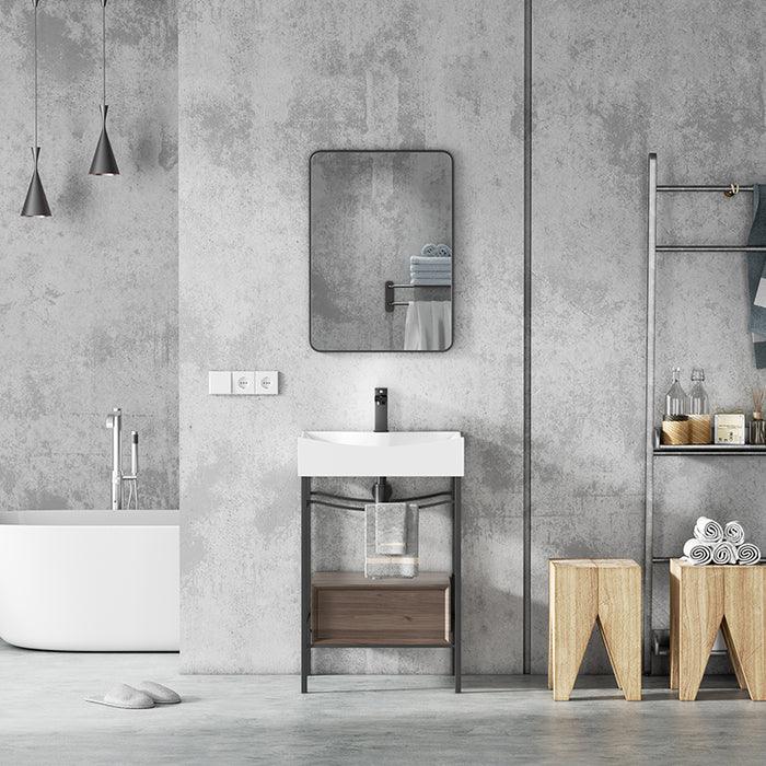 European Single Bathroom Vanity with Ceramic Vanity Top 22" - Hbdepot
