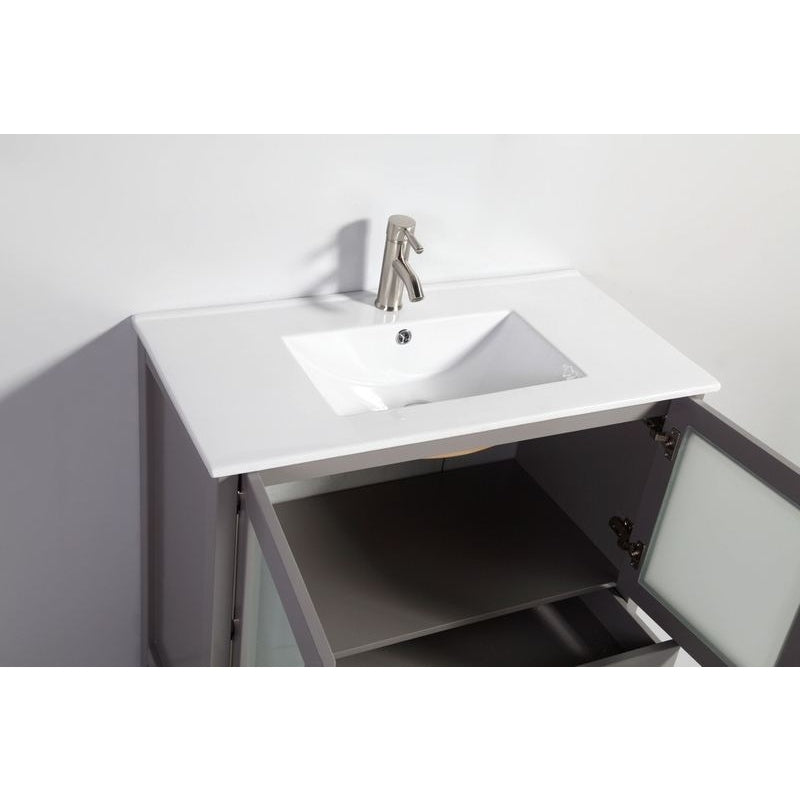 Vanity Art - London 84" Double Sink Bathroom Vanity Set with Sink and Mirrors - 2 Side Cabinets