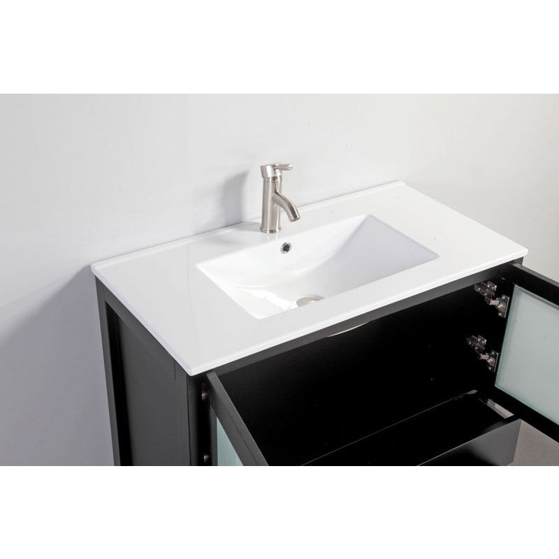 Vanity Art - London 84" Single Sink Bathroom Vanity Set with Sink and Mirrors - 1 Side Cabinet