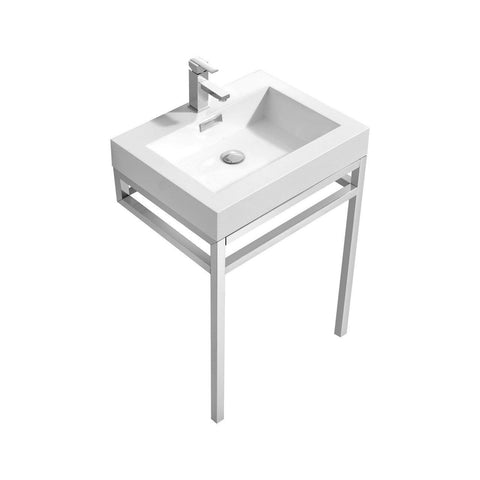 Haus 24" Stainless Steel Console w/ White Acrylic Sink - Home and Bath Depot