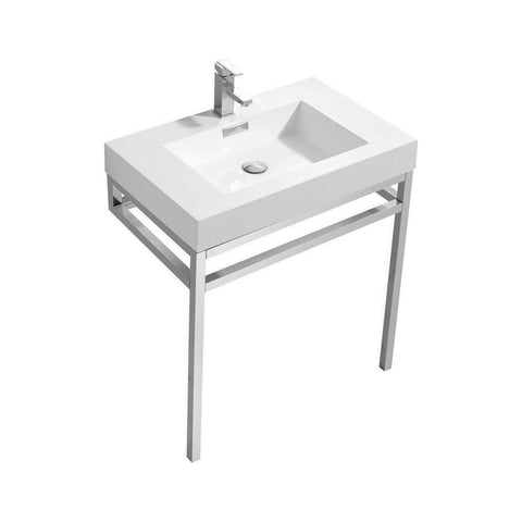 Haus 30" Stainless Steel Console w/ White Acrylic Sink - Home and Bath Depot