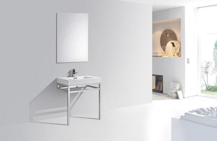 Haus 30" Stainless Steel Console w/ White Acrylic Sink - Home and Bath Depot