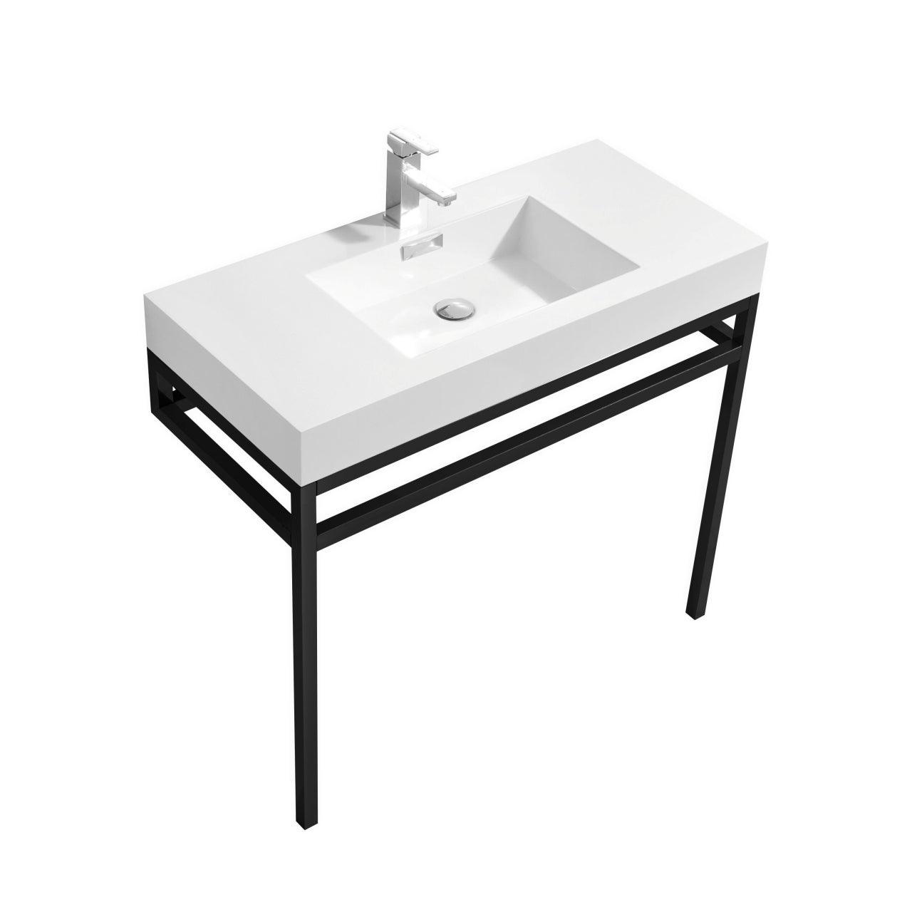 Haus 36" Stainless Steel Console w/ White Acrylic Sink - Home and Bath Depot