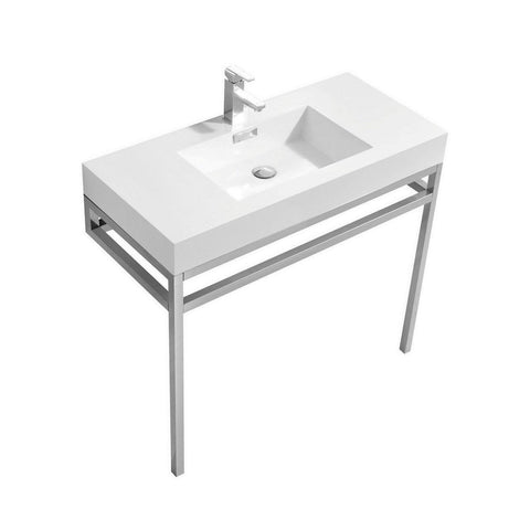 Haus 40" Stainless Steel Console w/ White Acrylic Sink - Home and Bath Depot