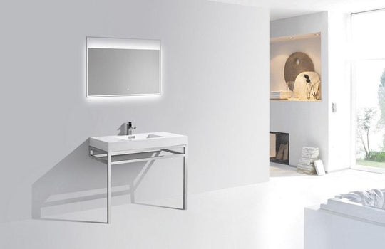 Haus 40" Stainless Steel Console w/ White Acrylic Sink - Home and Bath Depot