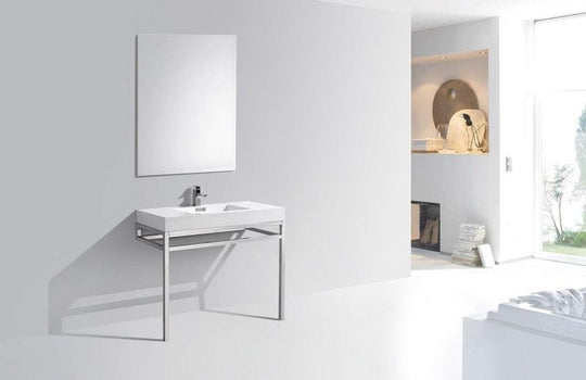 Haus 40" Stainless Steel Console w/ White Acrylic Sink - Home and Bath Depot