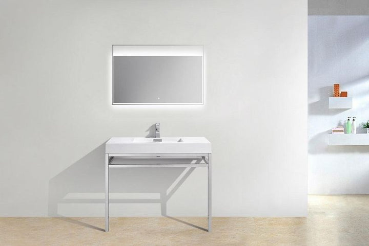 Haus 40" Stainless Steel Console w/ White Acrylic Sink - Home and Bath Depot