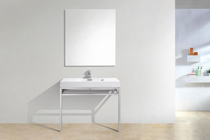 Haus 40" Stainless Steel Console w/ White Acrylic Sink - Home and Bath Depot