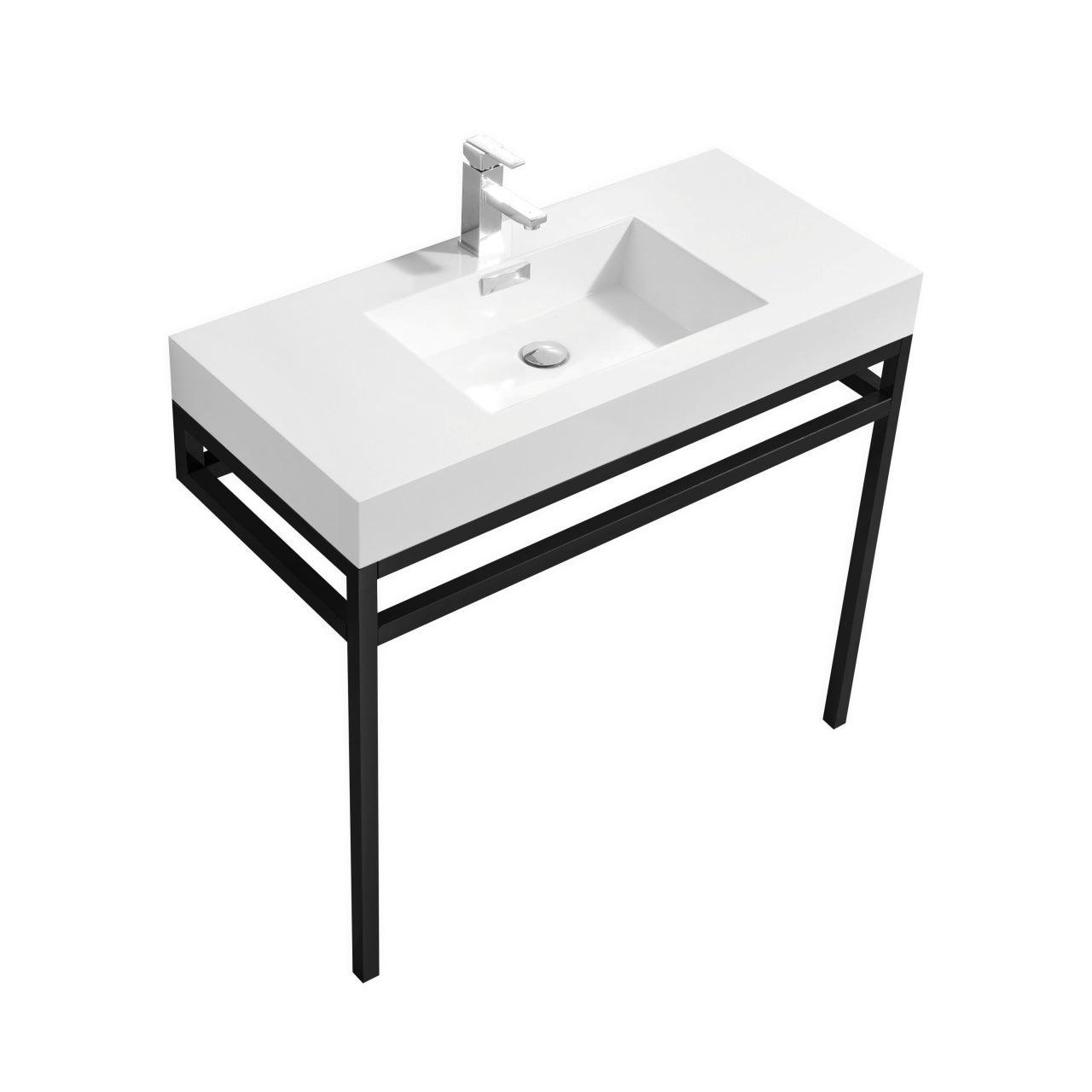 Haus 40" Stainless Steel Console w/ White Acrylic Sink - Home and Bath Depot