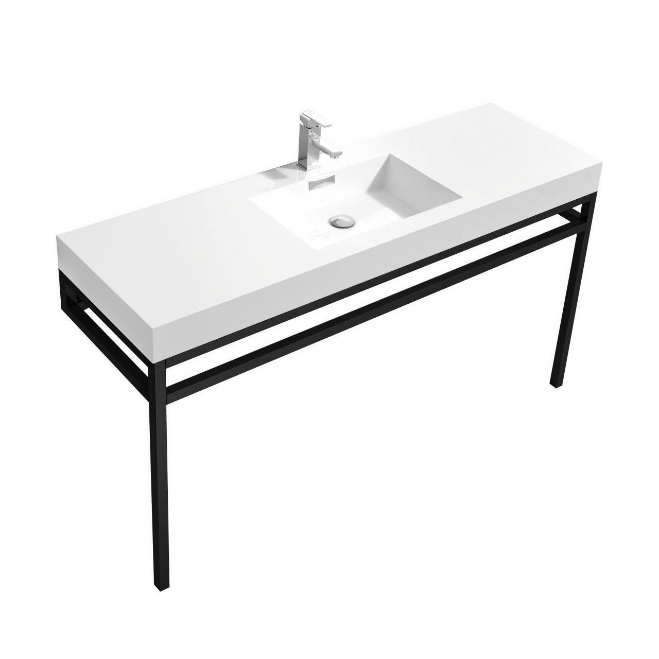 Haus 60" Single Sink Stainless Steel Console w/ White Acrylic Sink - Home and Bath Depot