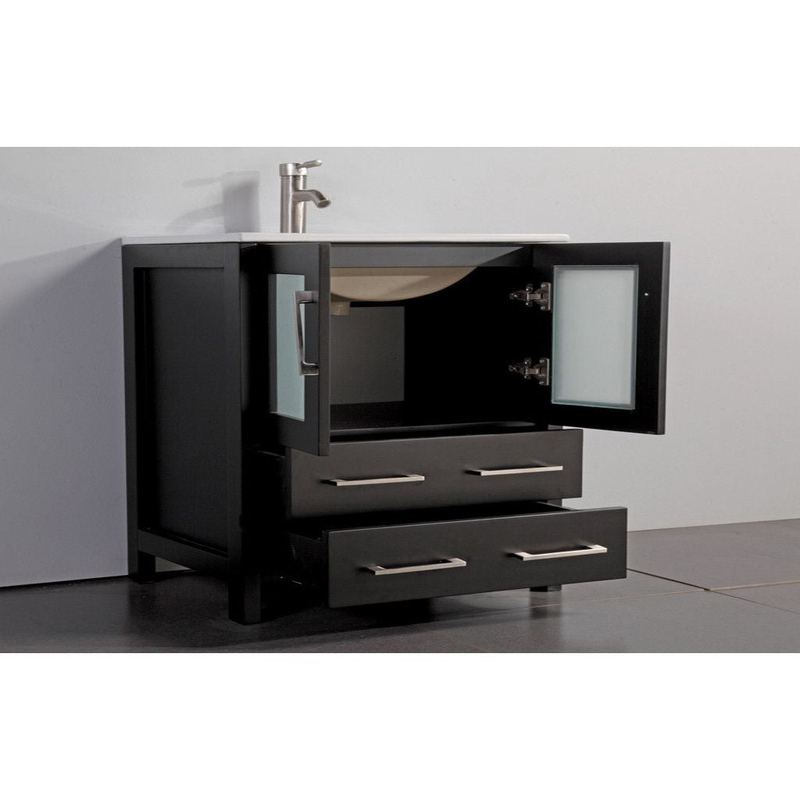 Vanity Art - London 96" Double Sink Bathroom Vanity Set with Sink and Mirrors - 2 Side Cabinets