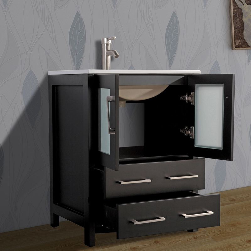 Vanity Art - London 72" Double Sink Bathroom Vanity Set with Sink and Mirrors - 2 Side Cabinets