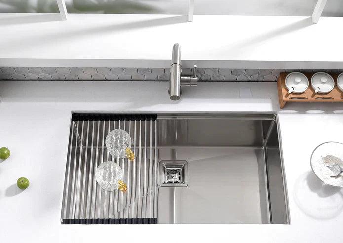 Kodaen 32" Workstation Undermount Single Bowl Kitchen Sink in 16 Gague UNS3000 - Hbdepot