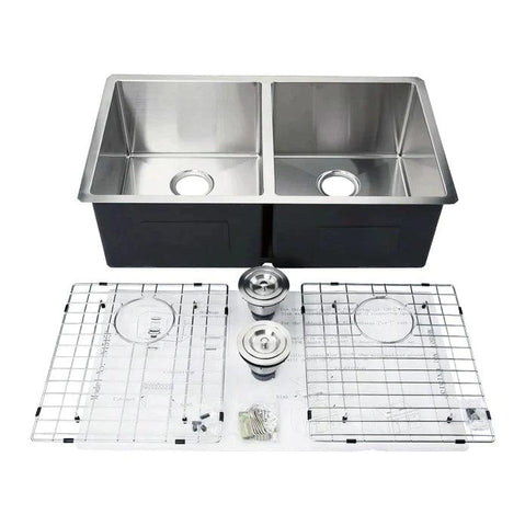 Kodaen 33" Mission Undermount Kitchen Sink-16g Double Bowls UN1515P - Hbdepot