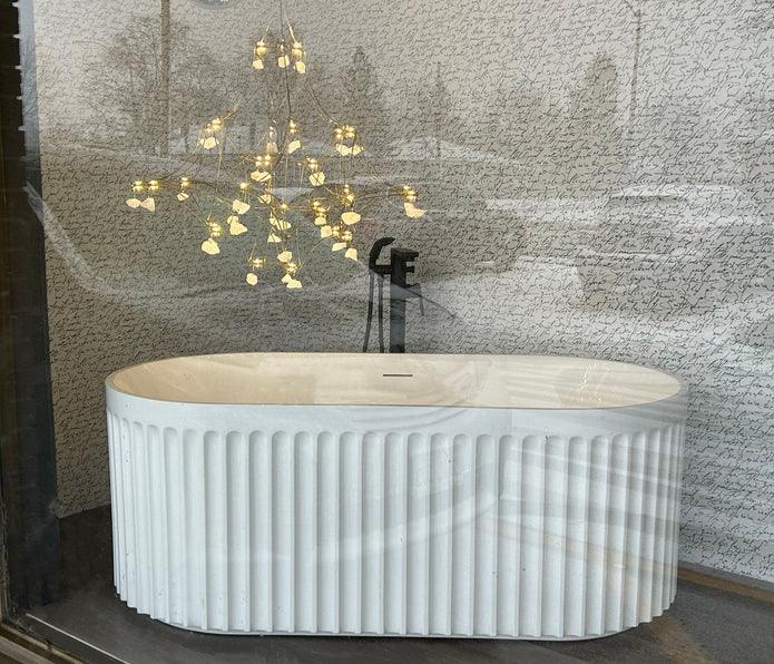 Kodaen Doric Glossy White One Piece Freestanding Bathtub - Hbdepot