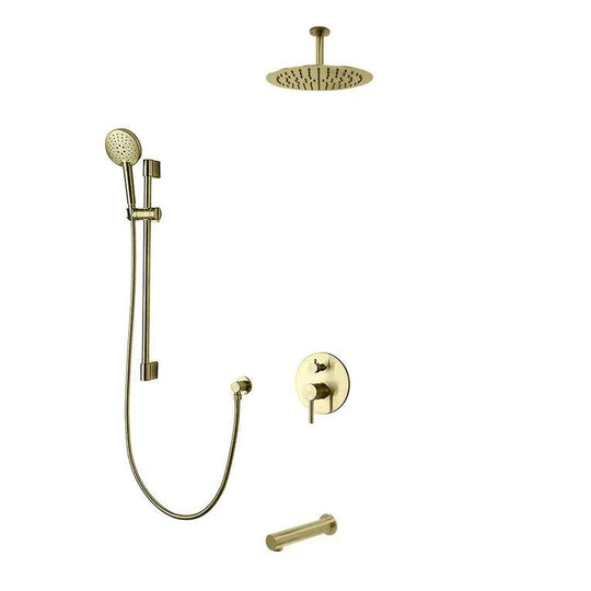 Kodaen Elegante 3 Way Pressure Balanced Shower System With 10" Shower Head And Sliding Bar F55104 - Hbdepot