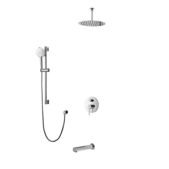 Kodaen Elegante 3 Way Pressure Balanced Shower System With 10" Shower Head And Sliding Bar F55104 - Hbdepot