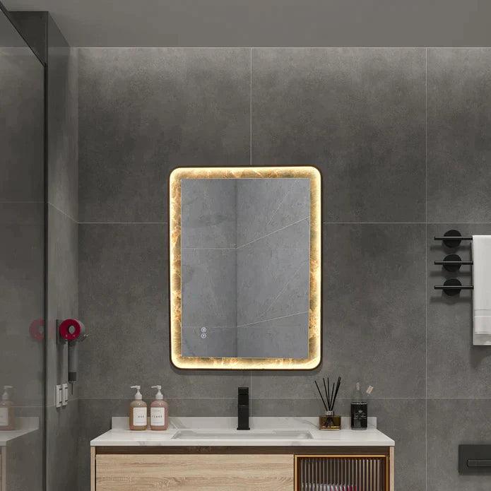 Kodaen Infinity Rd Singtered Stone Bathroom LED Vanity Mirror (Amazon Green Background) - LEDBMF217GSLAB - Hbdepot