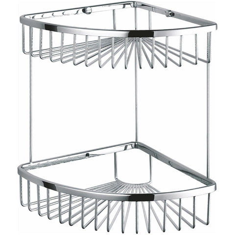 Kube Double Tier Corner Wire Basket - Home and Bath Depot