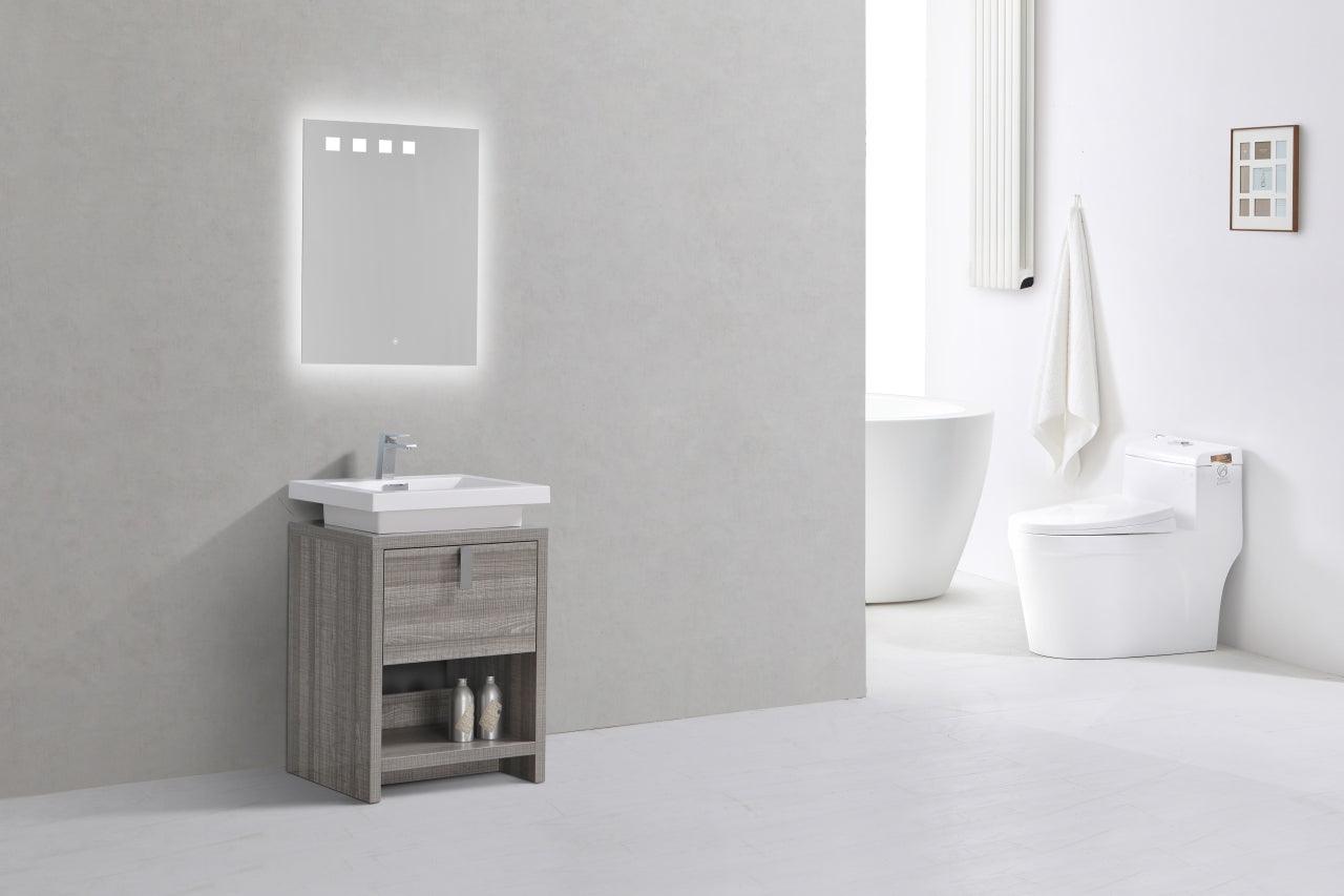 Levi 24" Modern Bathroom Vanity w/ Cubby Hole - Home and Bath Depot