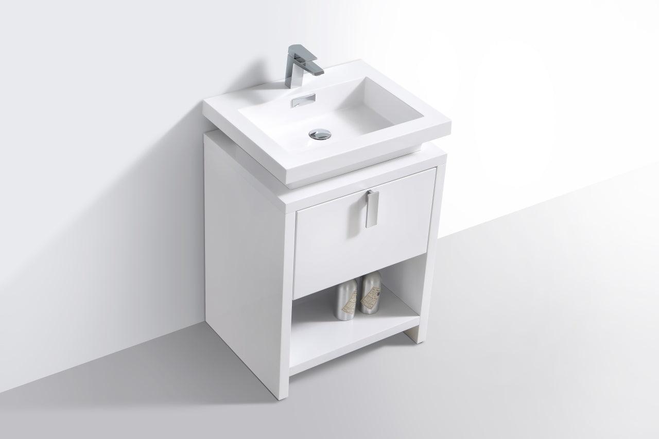 Levi 24" Modern Bathroom Vanity w/ Cubby Hole - Home and Bath Depot
