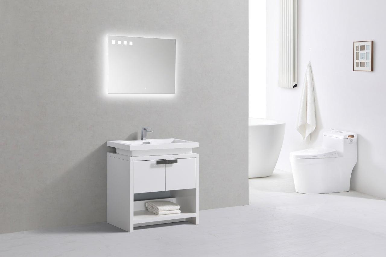 Levi 32" Modern Bathroom Vanity w/ Cubby Hole - Home and Bath Depot