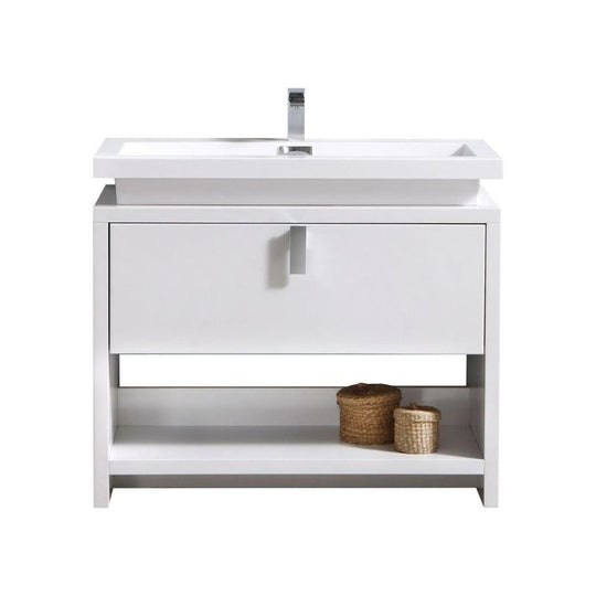 Levi 40" Modern Bathroom Vanity w/ Cubby Hole - Home and Bath Depot