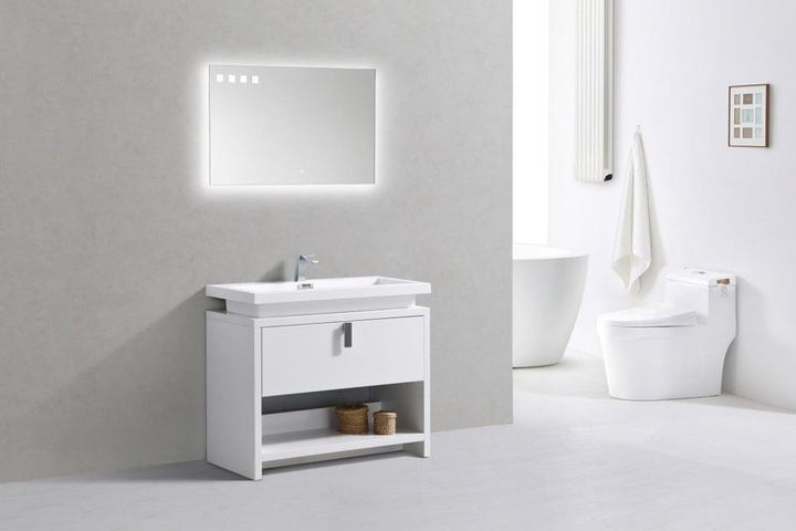Levi 40" Modern Bathroom Vanity w/ Cubby Hole - Home and Bath Depot