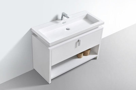 Levi 48" Modern Bathroom Vanity w/ Cubby Hole - Home and Bath Depot