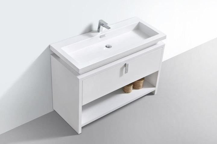 Levi 48" Modern Bathroom Vanity w/ Cubby Hole - Home and Bath Depot
