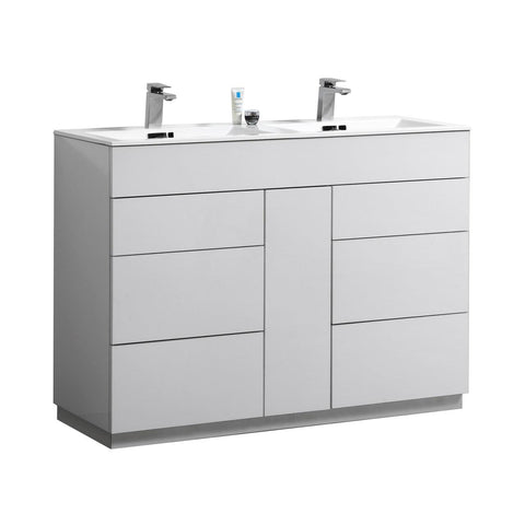 Milano 48" Double Sink Modern Bathroom Vanity - Home and Bath Depot