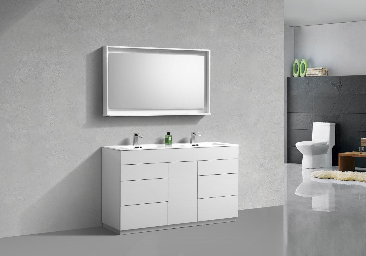Milano 60" Double Sink Modern Bathroom Vanity - Home and Bath Depot