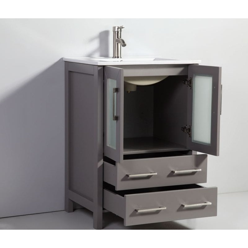 Vanity Art - London 72" Double Sink Bathroom Vanity Set with Sink and Mirrors - 2 Side Cabinets