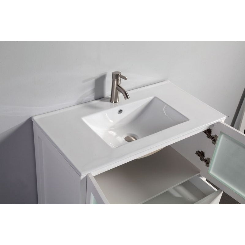 Vanity Art - London 84" Double Sink Bathroom Vanity Set with Sink and Mirrors - 2 Side Cabinets