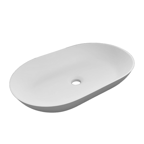 Solid surface oval vessel sink Matte White - Hbdepot