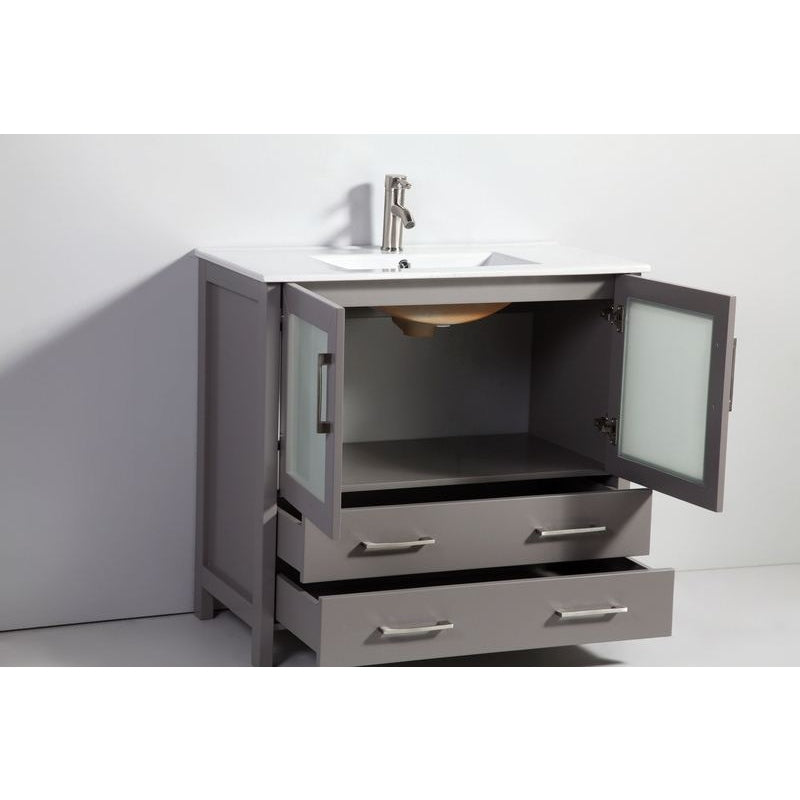 Vanity Art - London 48" Single Sink Bathroom Vanity Set with Sink and Mirror - 1 Side Cabinet