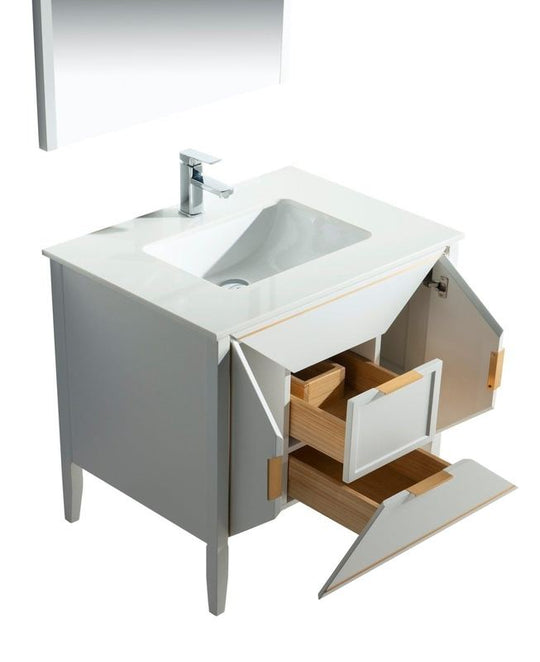 Vetro 36" Gloss Vanity with Quartz Countertop - Hbdepot