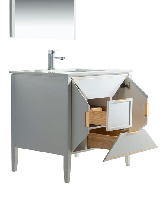Vetro 36" Gloss Vanity with Quartz Countertop - Hbdepot