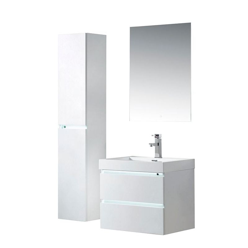 Vanity Art - Riga 24" LED Lighted Wall-mount Single Sink Bathroom Vanity